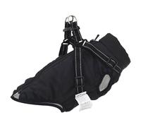 Dog Coat Waterproof Black L24 Polyester Fleece with Adjustable Harness Zippered