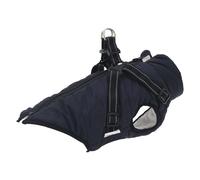 Dog Coat Waterproof Fleece Navy Blue S Adjustable Harness Reflective with D-ring