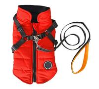 Dog Coat With Harness Hole and Dog Lead Waterproof Dogs Clothes Apparel Winter Jacket Warm Vest Pet Outfit Coats for Small Medium Large Dogs XS-XXL