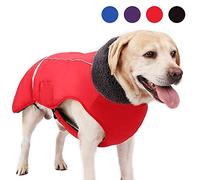 Dog Coats for Cold Weather, Warm Winter Dog Jackets, Retro Style Waterproof Windproof Reflective Dog Vest (Red, X-Large)