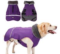 Dog Coats for Cold Weather, Warm Winter Jackets for Dogs, Retro Style Waterproof Windproof Reflective Dog Vest (Purple, X-Large)