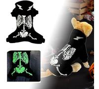 Dog Coats For Small Dogs Halloween Pet Clothes Funny Four Legged Clothes Printed Luminous Skeleton Dog Halloween Costumes (black) (A, S)