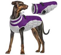 Dog Coats Waterproof with Harness Hole, Winter Jacket Warm Fleece Jumper Dog Winter Sweater Coat Comfortable for Early Mornings & Rainy Days(Purple, XL)