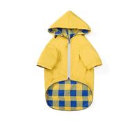 Dog coats waterproof with legs hood for small medium breeds reversible dog raincoat zipper closure storage pocket harness hole - Yellow - L