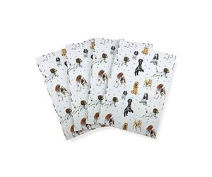 Dog Cocker and Springer Spaniel Recycled and Recyclable Gift Wrapping - 4 sheets and 4 strung tags - Birthday - Christmas - Him - Her