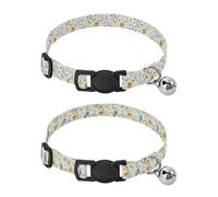 Dog Collar Adjustable Collars for Girl and Boy Dogs 2 Pcs Florals Daisy Butterflies White Flowers Lily Yellow White