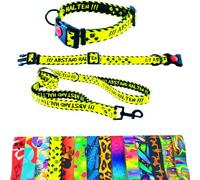 Dog Collar and Lead 180 cm for Medium and Large Dogs - Durable Polyester, Robust with D-Ring and Double Handle (Neck Circumference 42-55 cm, Keep Distance)