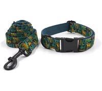 Dog Collar, and Leash Set Dog with O-Ring Handle Soft and Easy to Clean Adjustable Collar with Quick Release Buckle(Grün,L)
