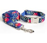Dog collar, and Leash Set Dog with O-Ring Handle Soft and Easy to Clean Adjustable Collar with Quick Release Buckle(Blu,XS)