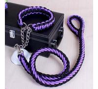 Dog Collar and Leash Set - Handmade Double Strand Rope with Metal P Chain Buckle - Durable Pet Training Climbing Rope Lead - Ideal Dog Accessories