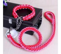 Dog Collar and Leash Set - Handmade Double Strand Rope with Metal P Chain Buckle - Durable Pet Training Climbing Rope Lead - Ideal Dog Accessories