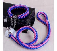 Dog Collar and Leash Set - Handmade Double Strand Rope with Metal P Chain Buckle - Durable Training and Climbing Rope for Pets - Practical Dog Accessories