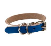 Dog Collar Big Small Neck Chain Leather Buckle Adjustable Soft Comfortable Pet Supplies Accessories (Blue,L)