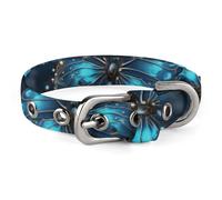 Dog Collar,Blue Butterfly and Moon Printed Pet Collar, Adjustable Pet Collars Suitable for Small and Medium Dogs,Cats