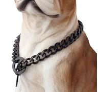 Dog Collar Choker | 34 Inch Dog Choke Chain Collar - Stylish Stainless Heavy Duty Chain Fits 30in Neck for Small Large Breed Nighttime Safety Behavior Correction Puppy