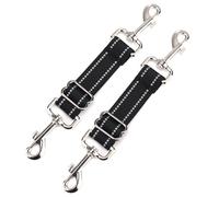 Dog Collar Clip, 2PCS Adjustable Retractable Dog Lead Clips Dog Collar Connector, Collar to Harness Safety Link with Double Ended Backup Clasp Clip for Pets Cats Dog Puppy (Black+Black)