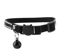 Dog Collar, Cute Cartoon Dog Harness, Shiny Comfortable Soft Pet Collar, Adjustable Lightweight Summer Pet Collars with Bell - Three Colors Options & Easy to Wear Take Off (Black)