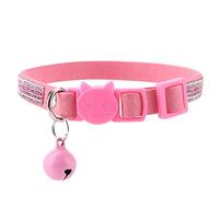 Dog Collar, Cute Cartoon Dog Harness, Shiny Comfortable Soft Pet Collar, Adjustable Lightweight Summer Pet Collars with Bell - Three Colors Options & Easy to Wear Take Off (Pink)