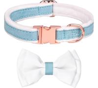 dog collar, Cute Girl Dog Collars With Bowtie Fancy Collar With Safety Metal Buckle Floral For Small Medium And Large Dogs(White,S)