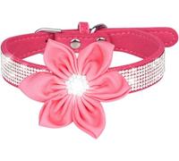 dog collar, Cute Girl Rhinestone Dog Collar Soft Flower Puppy Reflective Personalized For Small Medium Large Dogs Pets(Pink,XS)
