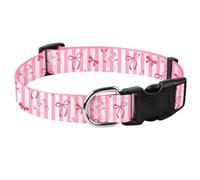 Dog Collar,Cute Pink Bow Style - Soft Comfortable Durable Pet Collar for Female Dogs, Personalised Adjustable Dog Collars with Quick Release Buckle for Small Medium Large Puppy Collars