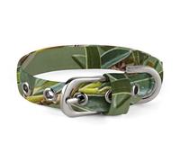Dog Collar Cute Puppy Collars Outdoor Olive Green Flowering Birds Dog Collars for Medium Dogs Small Dog Collar Soft Cat Collar Pet Collar with Adjustable Buckle 7.9~10.4 Inches