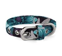 Dog Collar Cute Puppy Collars Purple and Teal Flowers Dog Collars for Medium Dogs Small Dog Collar Soft Cat Collar Pet Collar with Adjustable Buckle 7.9~10.4 Inches