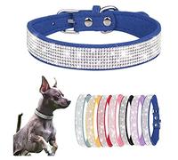 Dog Collar Dazzling Sparkling Crystal Rhinestone Adjustable Puppy Cat Pet Collars Blue Small
