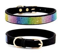 Dog Collar Dazzling Sparkling Crystal Rhinestone Adjustable Puppy Cat Pet Collars Colorful Black XX-Large