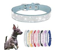 Dog Collar Dazzling Sparkling Crystal Rhinestone Adjustable Puppy Cat Pet Collars Light Blue Small