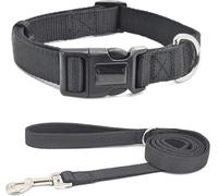 Dog collar， Durable Tactical Dog Collar Leash Set Personalized Nylon Military Training Collars(Black set,S)