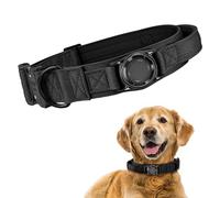 Dog Collar for Airtag Stand, Adjustable Collar, Tactical Dog Collar with Quick Release Metal Clasp for Medium to Large Dogs (Black, Medium)