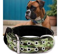 Dog Collar for Large Dogs - 2" Wide Tactical Collars with Handle for Extra Large Breed Dogs, Military Heavy Duty 1/3" Thick Nylon Pet Collar Camo Green L
