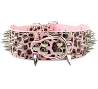 Dog Collar for Large Dogs Studded Dogs Collar Leather Pet Collar,Camouflage,S-Pink 2-M