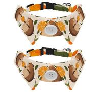 Dog Collar for Medium Dogs Puppies, Funny Cartoon Capybaras with Oranges 2 Packs Bowtie Dog Collar, Comfortable Velvet Cat Pet Bowtie with Bell