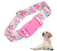 Dog Collar for Small Dogs, Cute Pink Dog Collar with Boho Floral Pattern, Adjustable, Comfortable, Soft, Durable, Pet Collar for XS, S, M, L, XL