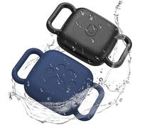 Dog Collar Holder for Tile Mate 2024, 2 Pack Waterproof Silicone Case for cat pet Necklace Dropper, Scratch Resistant Dustproof Cover for Tile Tracker,Black/Blue