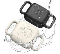 Dog Collar Holder for Tile Mate 2024, 2 Pack Waterproof Silicone Case for cat pet Necklace Dropper, Scratch Resistant Dustproof Cover for Tile Tracker,Black/Off-White