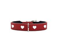 Dog Collar - HUNTER - Love - Red/Black - Cowhide Leather - Adjustable Size 24-28 cm