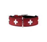 Dog Collar - HUNTER - Swiss - Red - Medium - Nappa Cow Leather