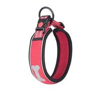 Dog Collar Large Labrador Gold Hair Pet Medium and Small Teddy Neck Ring Cover Reflective Bone Pattern(Red,XL)