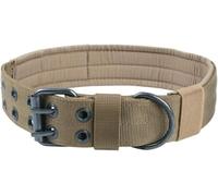 dog collar， Nylon Tactical Dog Collar For Medium And Large Dogs Heavy Duty Thick Durable Training Collars(Khaki,L)