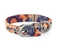 Dog Collar,Orange and Purple Flowers Printed Pet Collar, Adjustable Pet Collars Suitable for Small and Medium Dogs,Cats
