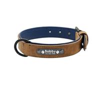 Dog collar personalized custom leather dog collar with name for small medium large dog pitbull bulldog beagle(Brown,XL)