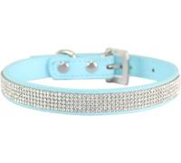dog collar， Personalized Dog Collar Rhinestones Cute Dazzling Pet Cat Puppy Collars With Adjustable Metal Buckle(Light Blue,M)