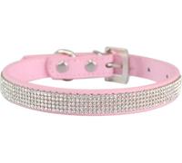dog collar， Personalized Dog Collar Rhinestones Cute Dazzling Pet Cat Puppy Collars With Adjustable Metal Buckle(Pink,L)