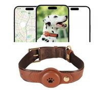 Dog Collar Pet Collar Soft Skin Friendly PU Dog Collar Adjustable Classic Solid Color Dog Collars for Pet Training, Walking, Jogging(Locator Is Not Included) (Brown)