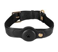 Dog Collar Pet Collar Soft Skin Friendly PU Dog Collar Adjustable Classic Solid Color Dog Collars for Pet Training, Walking, Jogging(Locator Is Not Included) (Black)