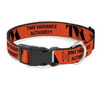 Dog Collar Plastic Clip Loki Series TVA Time Variance Authority Text Orange Black 8.5 to 12 Inches 0.5 Inch Wide
