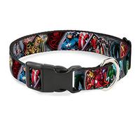 Dog Collar Plastic Clip Marvel Avengers Superhero Villain Poses 9 to 15 Inches 1.0 Inch Wide